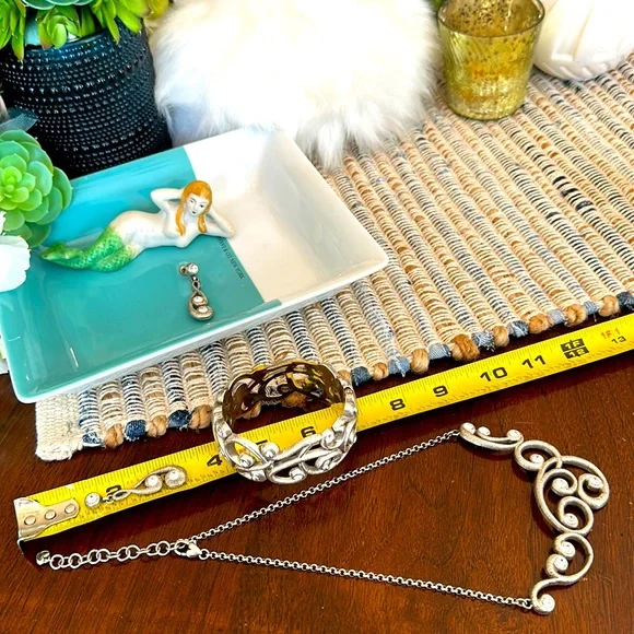 Brighton STERLING LACE Silver Crystal Statement Necklace Bracelet Earrings RARE